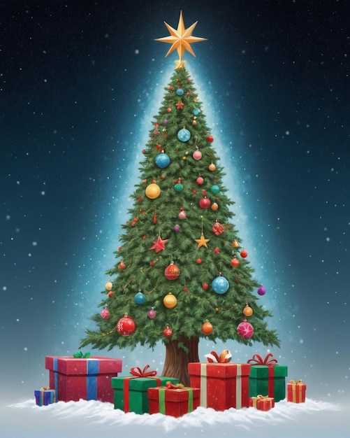 Drzewo bożonarodzeniowe z prezentami i prezentami