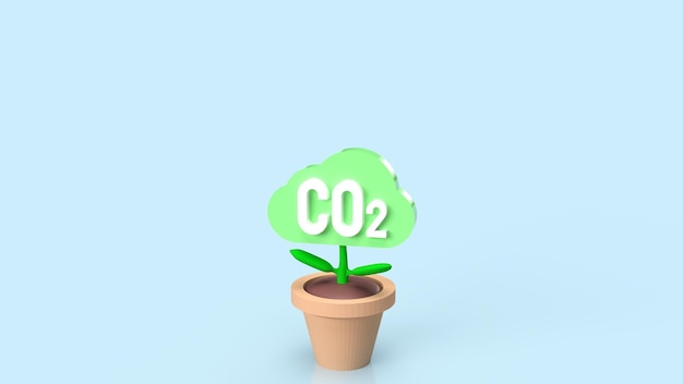 Drzewo chmury co2 dla koncepcji eko lub ekologii renderowania 3d