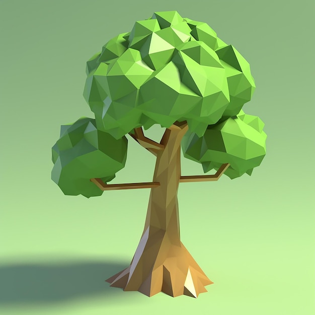 Drzewo low poly z drzewem pośrodku.