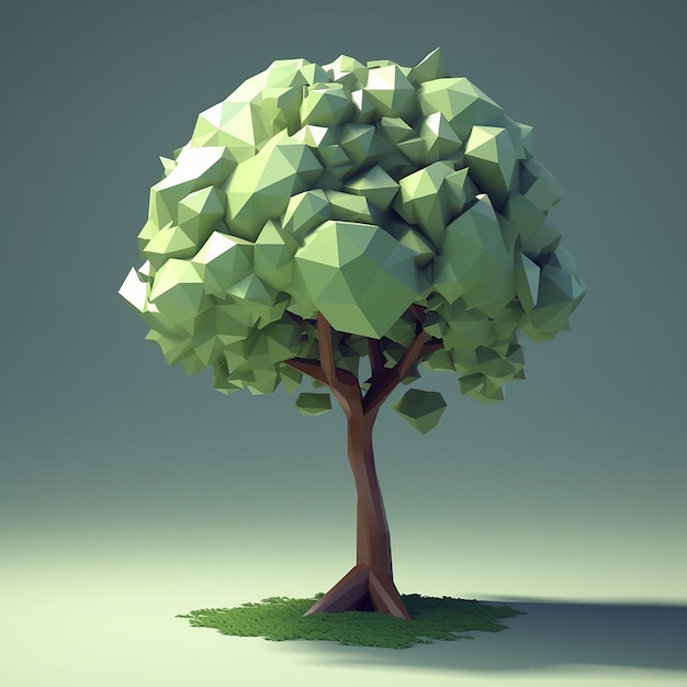 Drzewo low poly z trójkątami