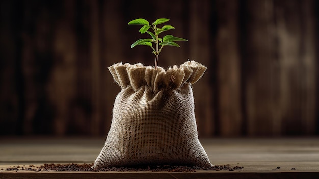 Drzewo nasienne w torbie do sadzenia w glebie Generative AI
