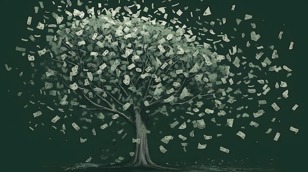 Drzewo pieniędzy koncepcja tło projekt tapety Generative AI