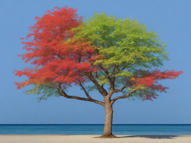 Zdjęcie drzewo pośrodku z gradientowym tłem