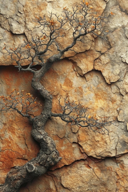 Drzewo rosnące na skale Korzenie przebijają się przez skały