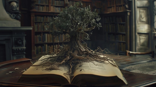 Drzewo rosnące z otwartej książki