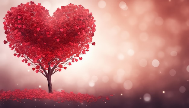 Drzewo w kształcie czerwonego serca na Walentynki