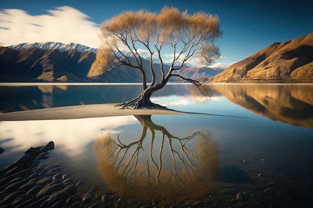 Drzewo Wanaka Nowa Zelandia Wyspa Południowa