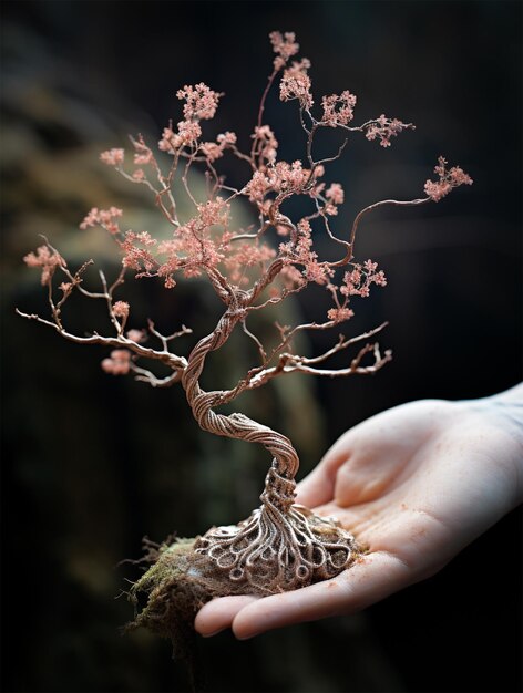 Drzewo wykonane z koralików wygenerowanych przez sztuczną inteligencję