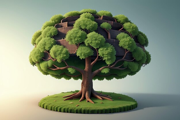 Zdjęcie drzewo z liśćmi mapy świata koncepcja środowiska uratować świat