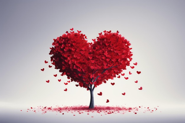 Drzewo z liśćmi w kształcie serca Ilustracja na Dzień Walentynek