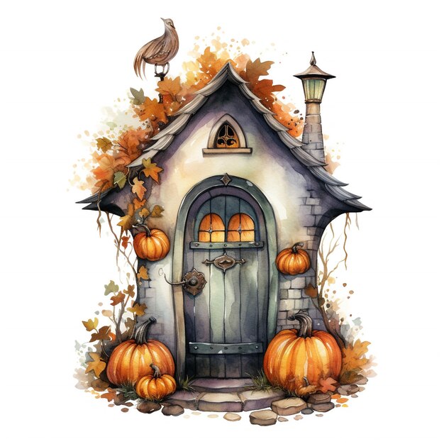 Drzwi Halloween z dyniami
