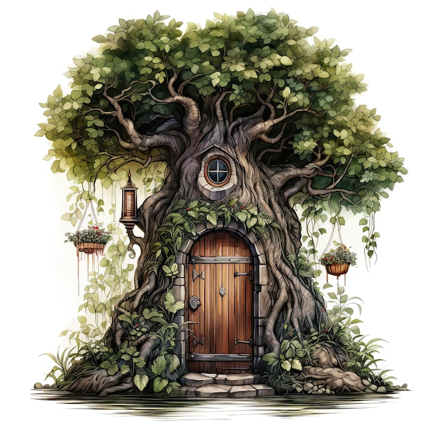 Zdjęcie drzwi lasów, wróżki, domy, magiczne drzwi.