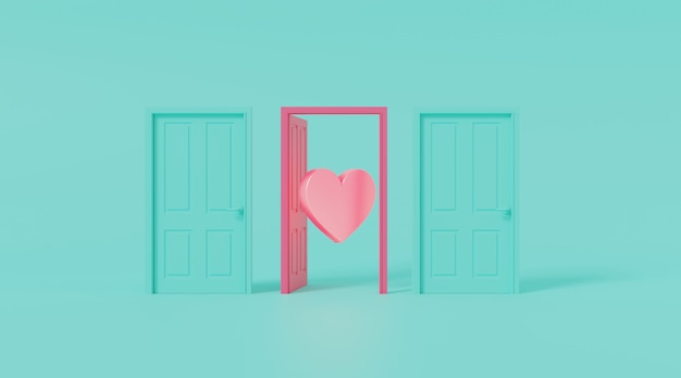 Drzwi otwarte w kształcie serca.