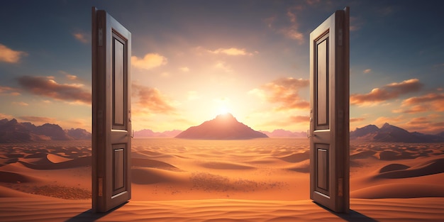 Drzwi prowadzące do nieba Obraz koncepcyjny render 3D