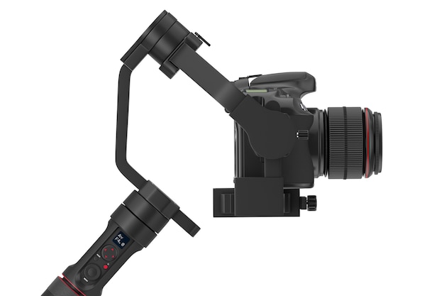 Dslr Lub Video Camera Gimbal Stabilization Tripod System Na Białym Tle. Renderowanie 3d