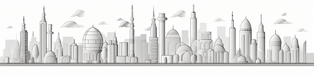 Dubai smart city skyline sylwetka burj khalifah kuwejt sky scrappers zarys budynków