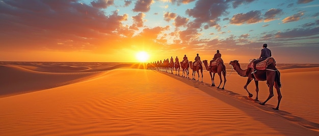 Dubais Desert Safari oferuje wędrówki na wielbłądach