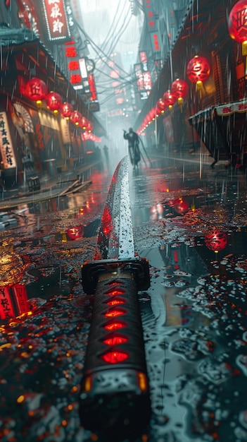 Zdjęcie duel losów na deszczowym bulwarze.