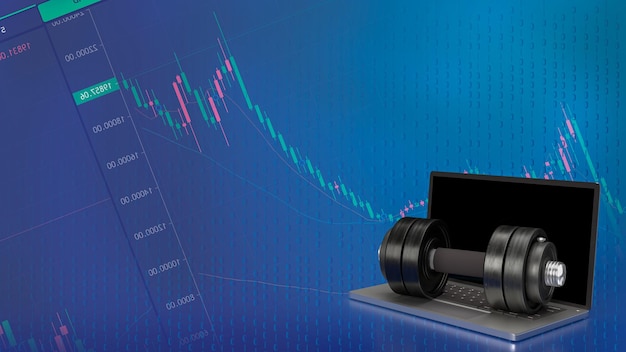 Dumbbell i Notebook do kulturystyki lub stylu życia koncepcja renderingu 3D