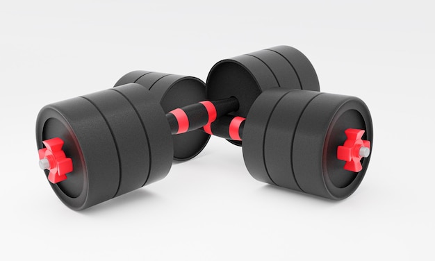 Dumbbells kolor czarny na białym tle 3D Rendering