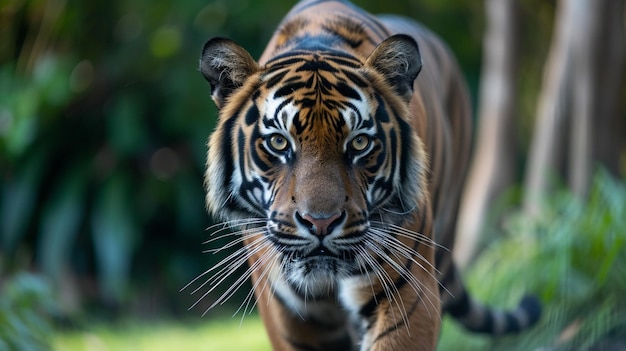Dumny tygrys sumatrzański podąża w kierunku kamery Generative Ai