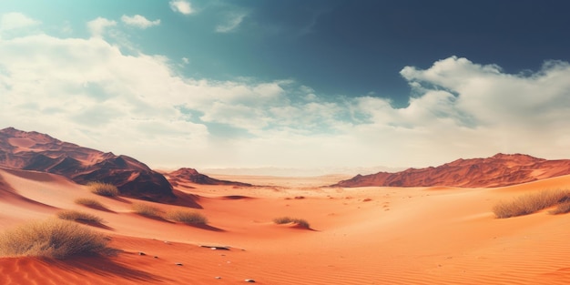 Duny piaskowe i góry na pustyni Generatywna sztuczna inteligencja