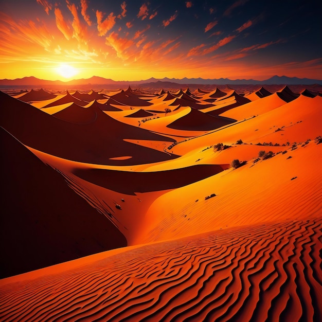 Duny piaskowe na pustyni Sahary generatywne ai