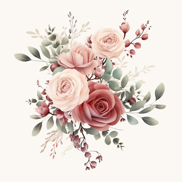 Zdjęcie dusty rose floral clipart floral na zaproszenie ślubne