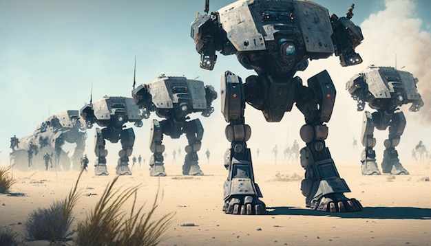 Zdjęcie duża armia robotów generująca ai