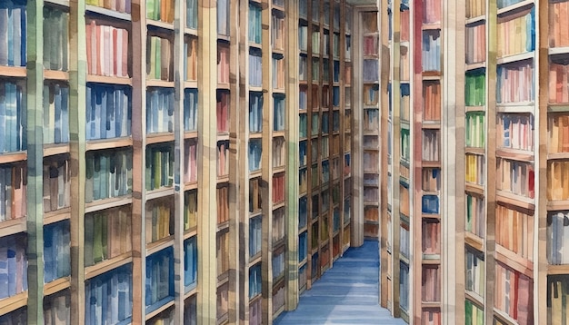 duża biblioteka z wieloma książkami na dole