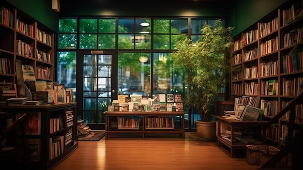 Zdjęcie duża biblioteka z wieloma książkami na półkach i stołach