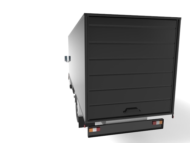 Duża czarna ciężarówka z naczepą Szablon do umieszczania renderowania grafiki 3d