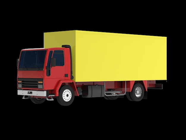Duża czarna ciężarówka z naczepą Szablon do umieszczania renderowania grafiki 3d