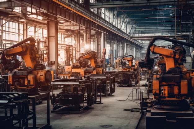 Duża fabryka przemysłowa z maszynami i wyposażeniem Generative AI