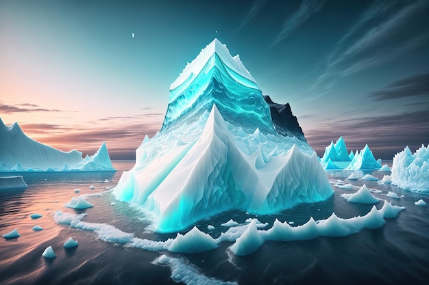 Zdjęcie duża góra lodowa unosząca się w morzu