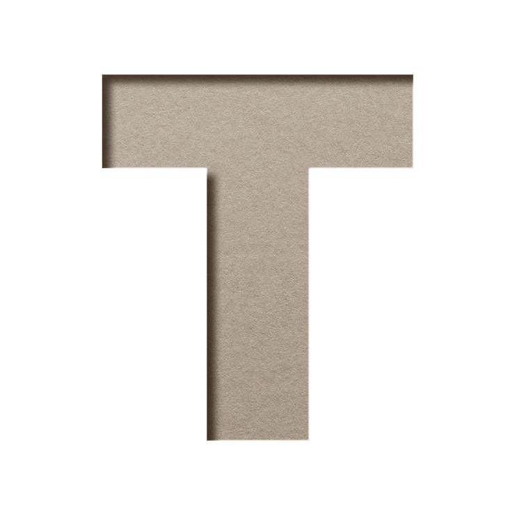 Zdjęcie duża litera t png 3d wycięty papier czcionka typografia