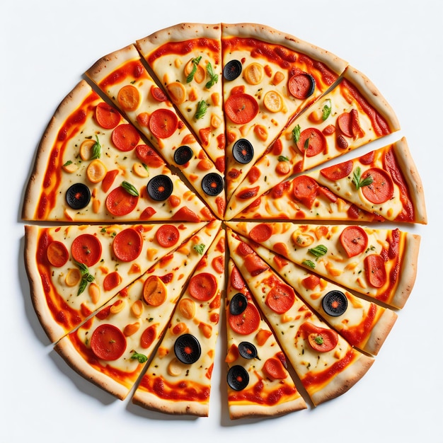 Zdjęcie duża pizza na białym tle