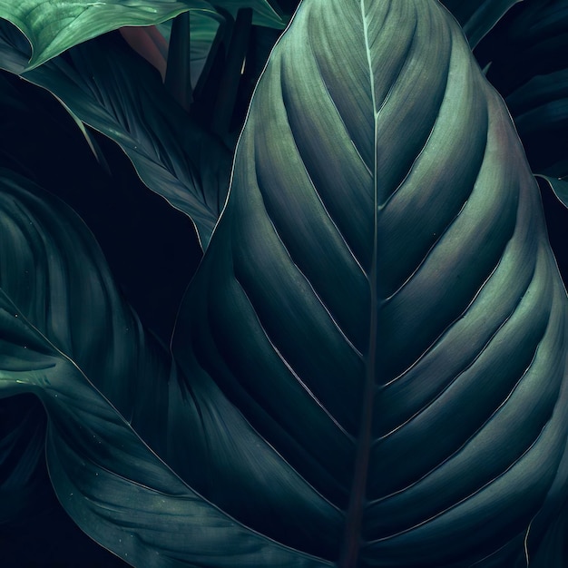 Duże liście tropikalnych liści o ciemnozielonej teksturze abstrakcyjne tło przyrody