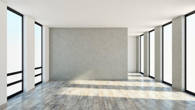 Duże luksusowe nowoczesne jasne wnętrza mieszkania Salon 3D renderowania ilustracja wygenerowany komputerowo obraz