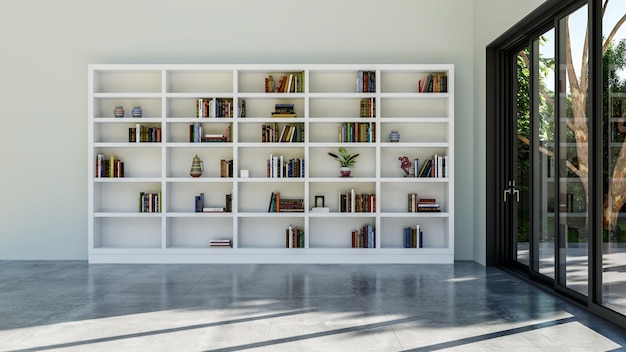 Duże luksusowe, nowoczesne, jasne wnętrza, model salonu, ilustracja, rendering 3D