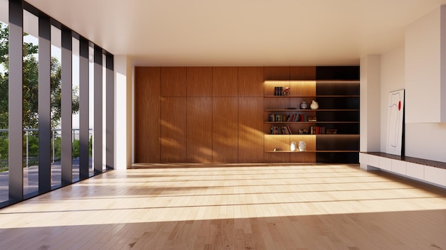 Duże luksusowe, nowoczesne, jasne wnętrza, model salonu, ilustracja, rendering 3D