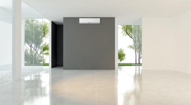 Duże luksusowe nowoczesne jasne wnętrza z klimatyzacją renderowania 3D