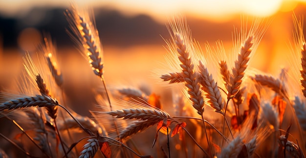 Duże złote pole pszenicy z bliska koncepcja rolnictwa wygenerowana przez sztuczną inteligencję
