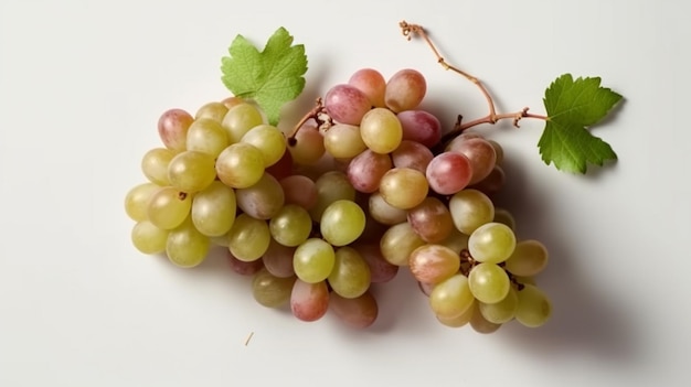 Dużo winogron ShineMuscat i pokrojone winogrona ShineMuscat na białym tle Generacyjna sztuczna inteligencja