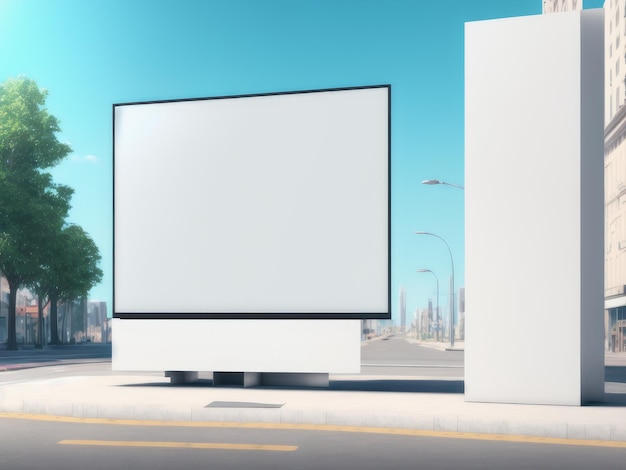 Duży biały billboard na ulicy miasta