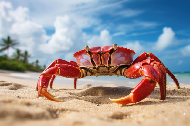 Duży czerwony krab na wybrzeżu