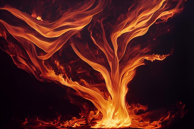 Duży jasny ogień Pożar w lesie. Sztuka cyfrowa Ogromny płomień Tło i tekstura gier RPG