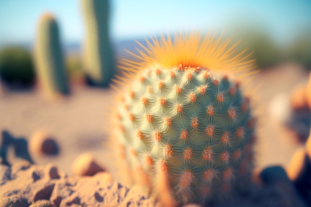 Duży kaktus na pustyni Generacyjna sztuczna inteligencja