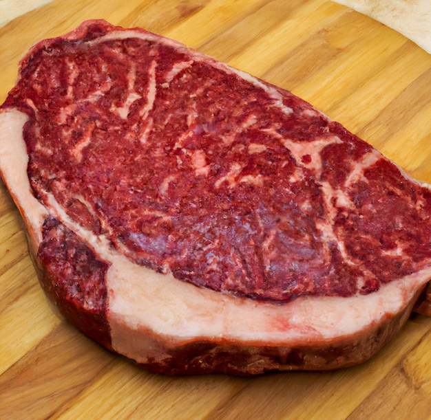 Duży kawałek mięsa leży na desce do krojenia.
