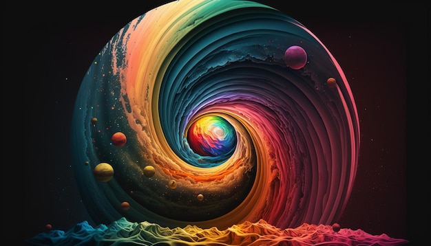 Duży kolorowy swirly generatywny ai